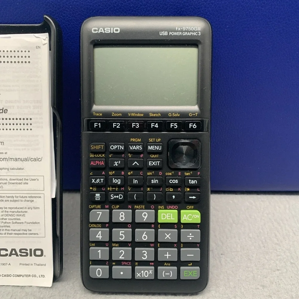 Casio FX-9750GIII Graphing Calculator Black, USB, Power Graphic, 3-Tested Cover